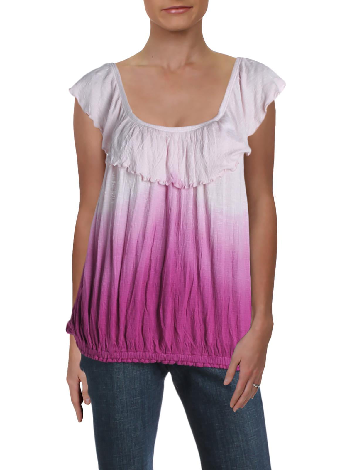 Free People Womens Cora Lee Ombre Ruffled Tank Top