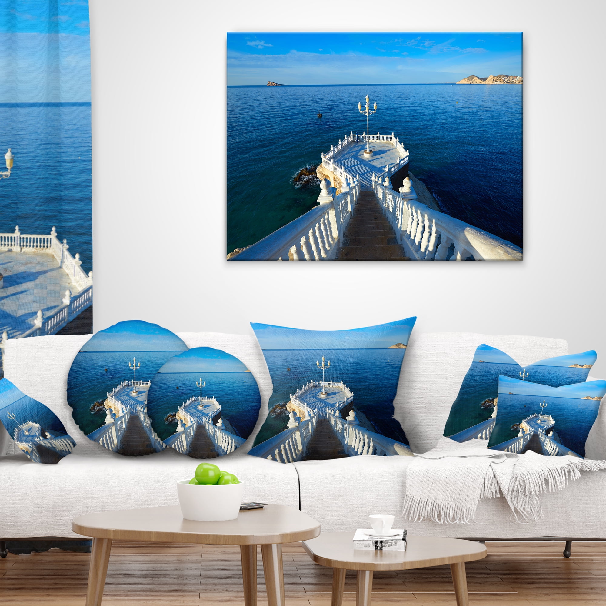 Designart Benidorm Mirador Del Castillo Lookout Point - Seascape Throw Pillow - 12x20