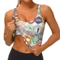 thumbnail image 3 of Balery Travel Stamp Sujetadores deportivos con espalda cruzada para mujer, acolchados, sin costuras, de alto impacto, ideales para yoga, gimnasio, entrenamiento y fitness.-Small, 3 of 8
