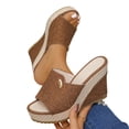 thumbnail image 2 of Sandals Women Wedge Open Toe Thick Soled Slip-on Spring Summer Fashionable Casual Versatile Solid Color Beach Shoes, 2 of 10