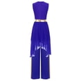 thumbnail image 2 of TSSOE Women's Praise Dance Overlays Dress Irregular Hem Dress with Metallic Patchwork Pants Liturgical Dance Clothes Royal Blue M, 2 of 7