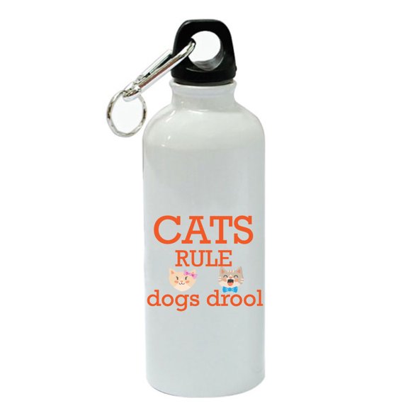 Cats Rule Dogs Drool White Aluminum Sports 20 oz Water Bottle