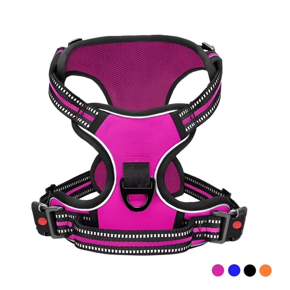 GASTROPOD Dog Harness for Large Dogs,No Pull Pet Harness with 2 Leash Clips,Adjustable Soft Padded Dog Vest Handle,Reflective No Choke Pet Vest Harness,Rose,L