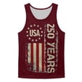 thumbnail image 6 of Vamuko 250 Anniversary Usa Tank Top for Men Sleeveless American Flag 1776 Tanks Independence Day Graphic Cut Off Shirts We the Peaple Baggy Tees Wine 4XL, 6 of 6
