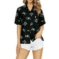 thumbnail image 5 of HAPPY BAY Women's Beach Costumes Hawaiian Shirt Spooky Skull Print Blouse Tops Short Sleeve Button Down Holiday Party Shirts for Women S Crossbones Scary Black, 5 of 5
