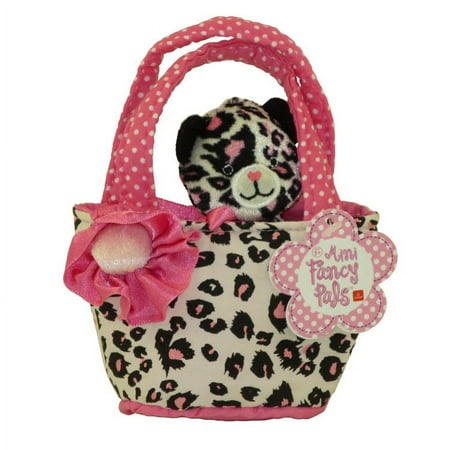 Aurora World Plush - Mini Fancy Pals Pet Carrier - LEOPARD in Pink Leopard Print Carrier (5 inch)