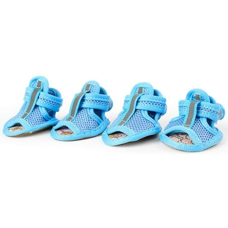 Boots Sandals Sandals Dog Shoes  4pcs Breathable Mesh Dog Booties Puppy Shoes for Hot Pavement Pet Dog Sandal Blue Blue Summer
