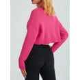 thumbnail image 3 of ZAXARRA Chandail Court d'Automne pour Femme, Tricot Uni à Manches Longues, Col Rond, Ourlet Déchiré, Tricot Court, 3 of 7