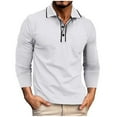 thumbnail image 2 of SYMOID Men's Long Sleeve Polo Shirt Size S White - Breathable Cotton, Easy Care, Contrast Trim, Chest Pocket for Everyday & Business Casual Use, 2 of 7