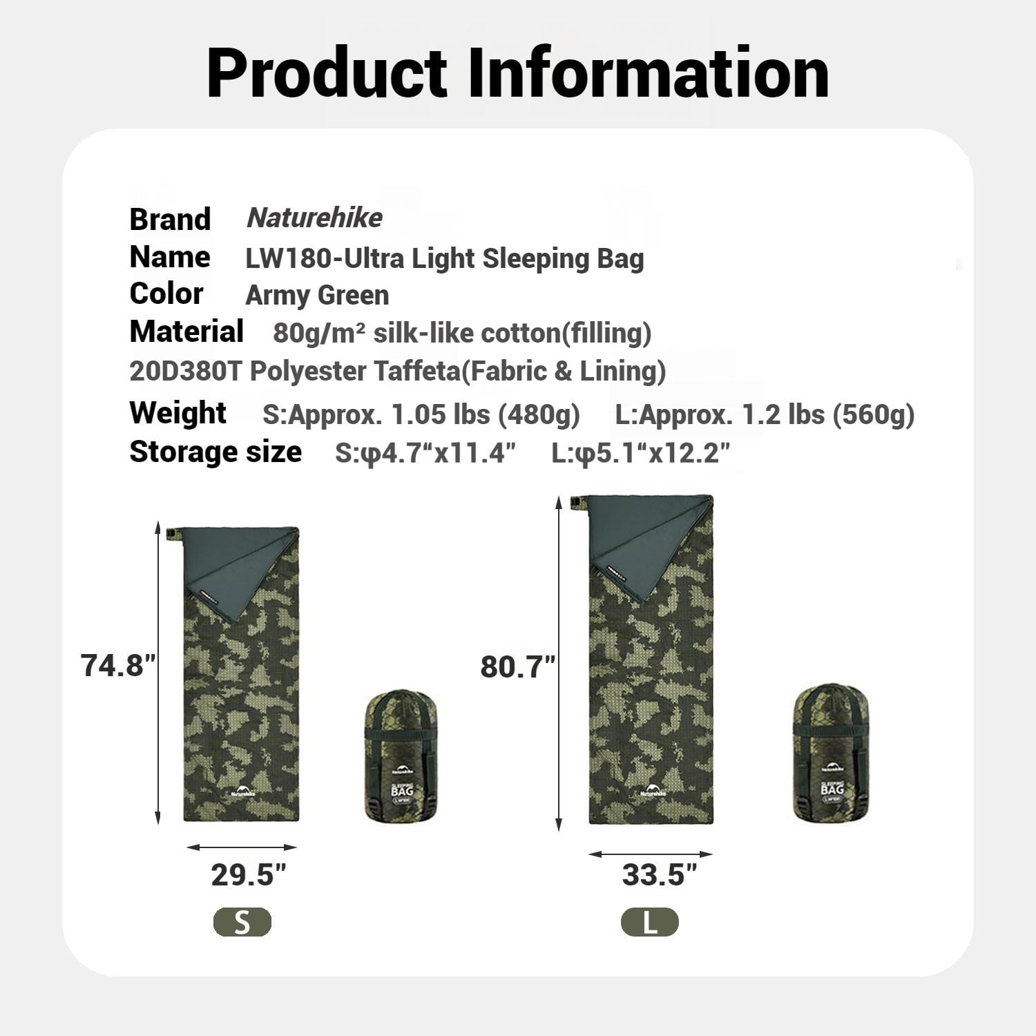 Naturehike, Ultralight sleeping bag,Portable Backpacking Sleeping Bag, Expandable&Spliced designed, Waterproof and breathable.