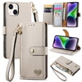 thumbnail image 1 of For Iphone 15 Plus Love Zipper Lanyard Leather Phone Case(Gray),iPhone 14 Pro Max, 1 of 7