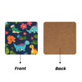 thumbnail image 2 of Multi-Shape Mdf Cork Coaster 4 Pieces Of Anti-Slip, Anti-Wear And Anti-Fouling 3.9in Easy To Clean And Stable Structure Cute Dinosaurs And Green-Banded Leaves Square, 2 of 7
