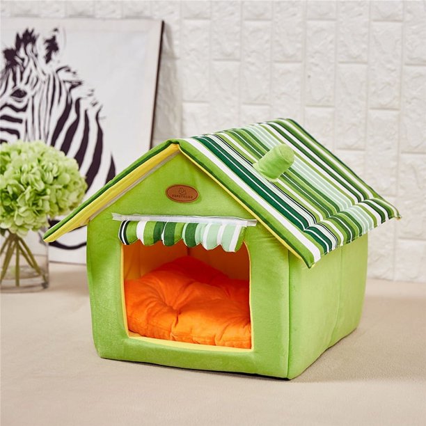 Casa para perros pequeña Perrera impermeable para perros Casa para mascotas resistente a la intemperie Refugio interior al aire libre para casa para perros pequeños Refugio plegable Verde (S) Sailing Electrónica