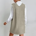 thumbnail image 4 of Cavosen Mini Dresses for Women Gray Sleeveless Jumper Dress Short Fashion Side Slit Overall Dress Plain Woolen Casual Dress V-Neck Dress with Pocket Trendy Clothes Khaki M, 4 of 8