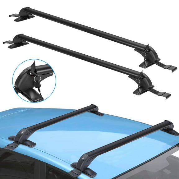 Moclever 2Pcs Universal 43" Car Roof Rack Cross Bar with Anti-Theft Lock Black Aluminum Roof Side Rails FIt for Bike Kayak Cargo Luggage Carrier