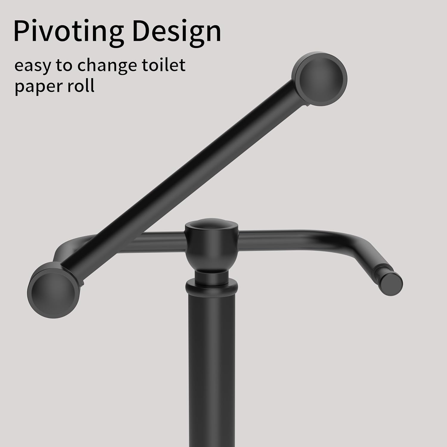 Toilet Paper Holder Stand, Matte Black Toilet Paper Holder Free Standing,Post Pivoting Design & Stable Weighted Base SUS304 Stainless Steel for Bathroom
