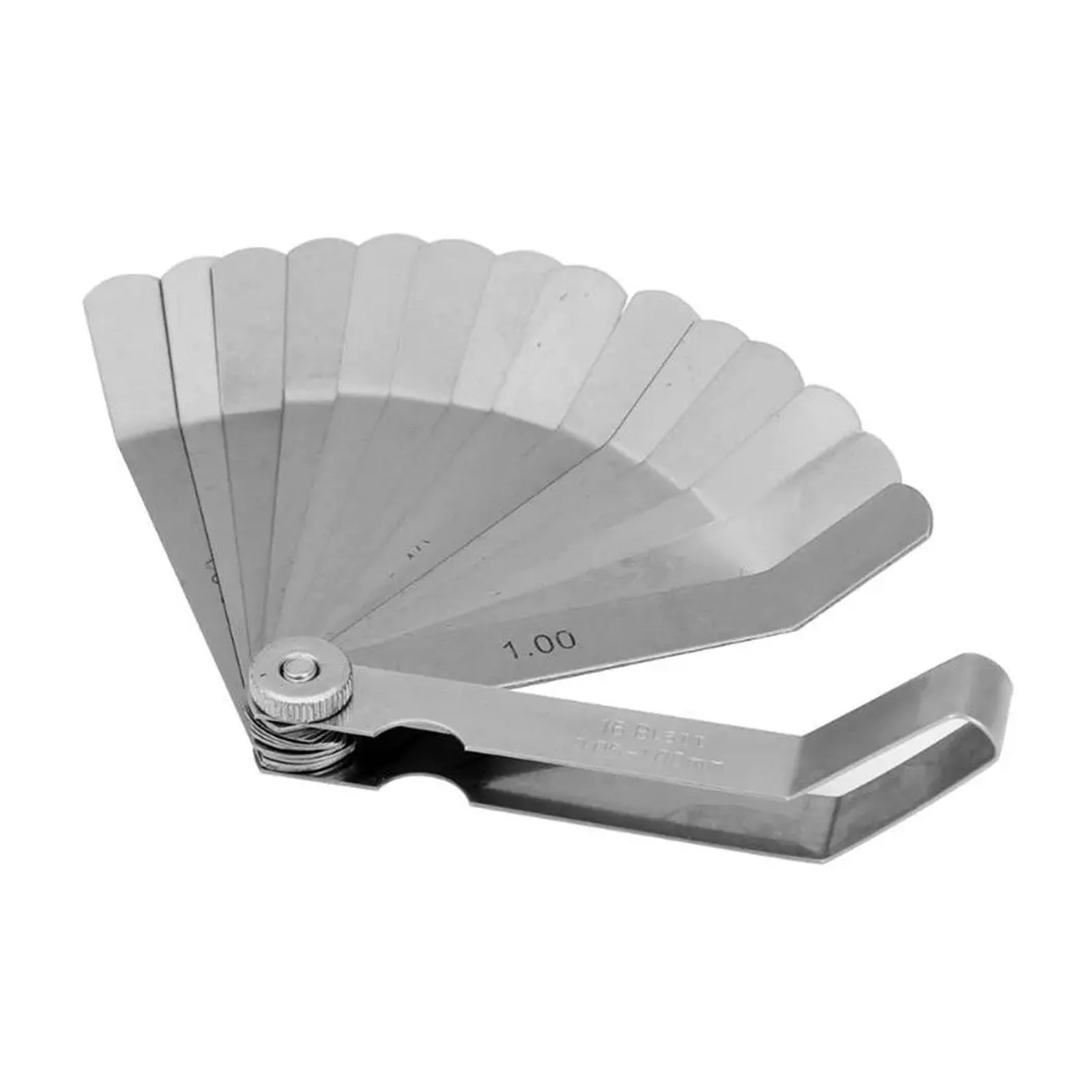 Metric 0.127- 0.508mm Valve Offset Feeler Gauge 16 Blades Stainless Steel Feeler Gauge for Gap Valve Tappets ,Easy Identification