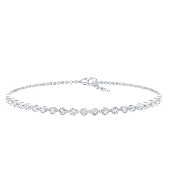 Rosec Jewels Lab Created Diamond Chain Bracelet for Women - EF-VS Quality - Ready to Gift for Valentines, 925 Sterling Silver, 7.0 inches