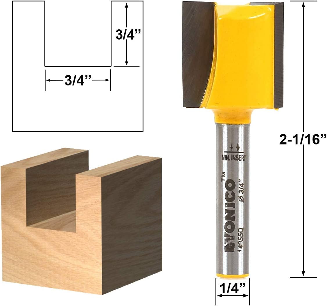 Yonico 5 Bit Straight/Dado Router Bit Set - 1/4" Shank - 14522q