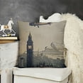 thumbnail image 2 of YINGXI  Vintage Airplane Throw Pillow Cushion Cover, Cartoon Style Biplane in Modern City Clouds and High Rise Buildings, Decorative Square Accent Pillow Case,Tan White 24x24in, 2 of 5