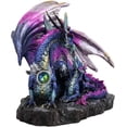 thumbnail image 5 of Violet Blue Midnight Sky Gemstone Mother Dragon With Baby Wyrmling Statue Decor, 5 of 6