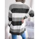 thumbnail image 3 of Mujeres frente abierto cardigan rayas color block manga larga suéter de punto Outwear Abrigos para las mujeres otoño invierno negro L, 3 of 8