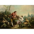 thumbnail image 2 of Workshop of François Boucher 18x14 Black Ornate Wood Framed Double Matted Museum Art Print Titled - The Obliging Shepherd, 2 of 5