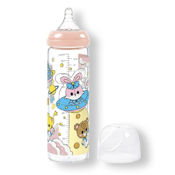 LittleForBig Adult Baby Bottle Ultra Printed Specialty Oversized Glass Feeding Baby Astros Pattern