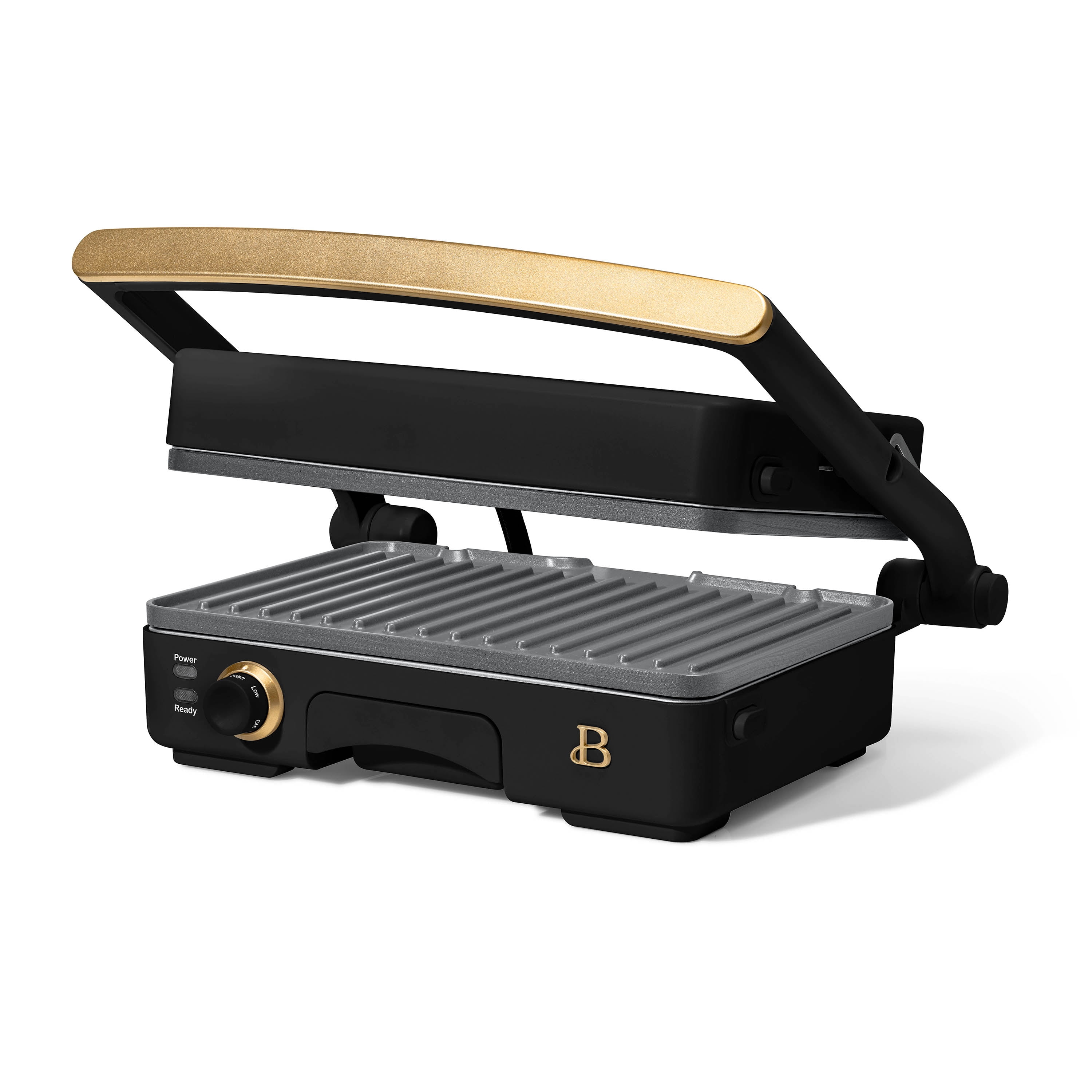 Beautiful 2-in-1 Panini Press & Grill with Detachable Plates, Black Sesame by Drew Barrymore