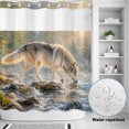 thumbnail image 2 of No Hook Shower Curtain, Wild Wolf Shower Curtains for Bathroom with See Through Top Window, Animals Forest Creek Stone Natural Scenery Waterproof & Washable Bath Curtain 66"x72", 2 of 8