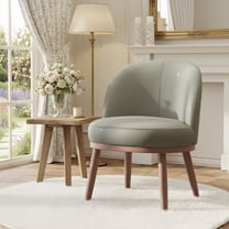 AFO Upholstered Accent Chair with Solid Wood Frame, Modern Leather Living Room Chair for Bedroom, Apartment, Balcony,Olive