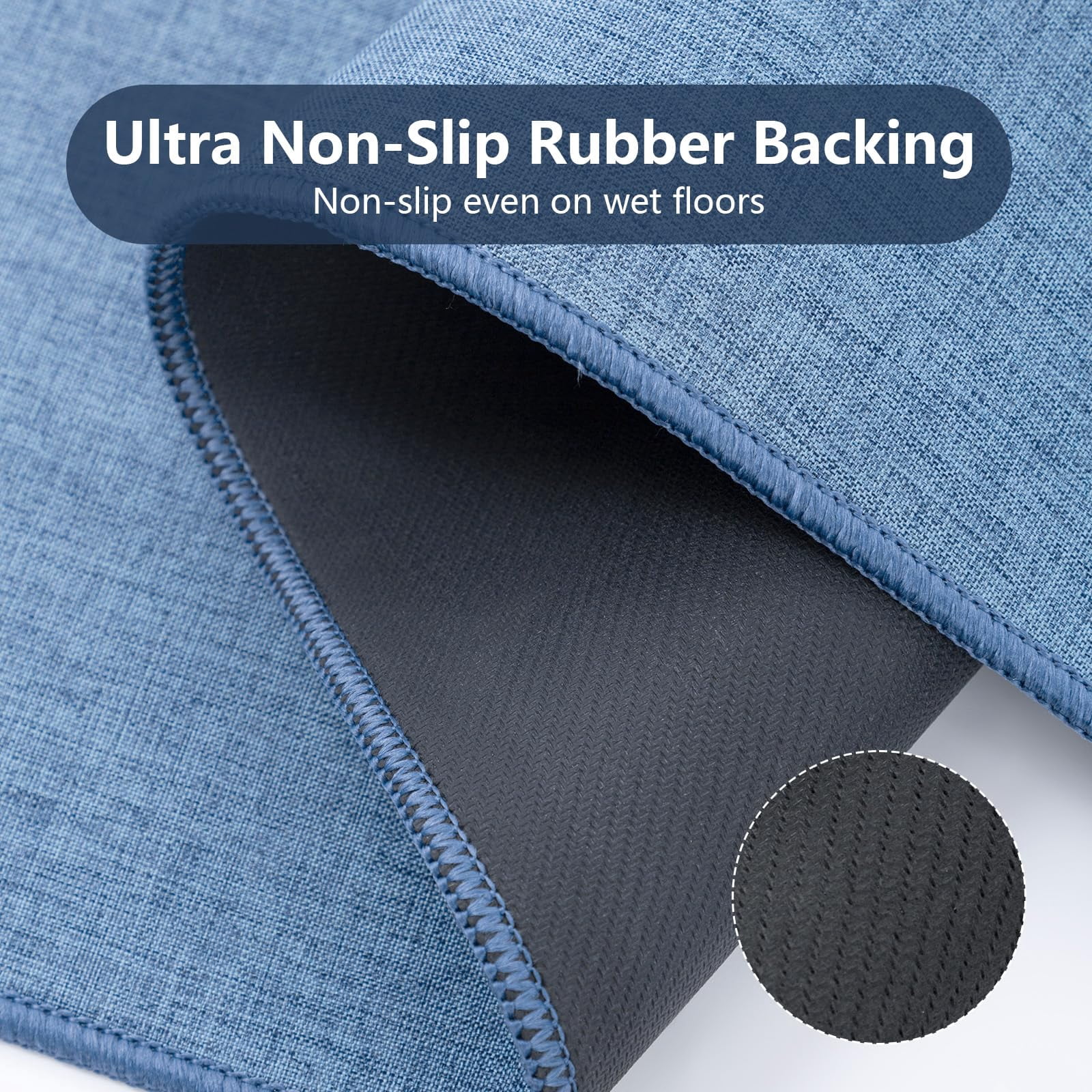 Non Slip Kitchen Rugs Mat Washable Linen-Like Thin Kitchen Mats for Floor, Rubber Backing Absorbent Stain Resistant Standing Floor Mat Front of Sink Laundry, Easy Clean, Dark Gray 17"x30"