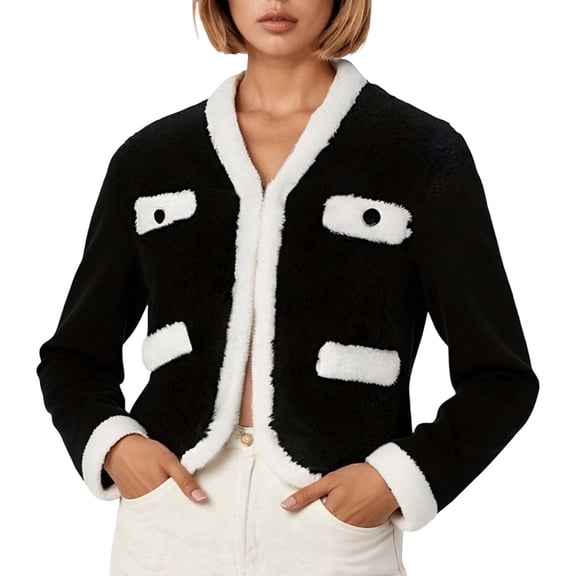 UJNDER Winter Coats for Women Plus Size French Style Loose Jacket Warm Cozy Long Coat Black S