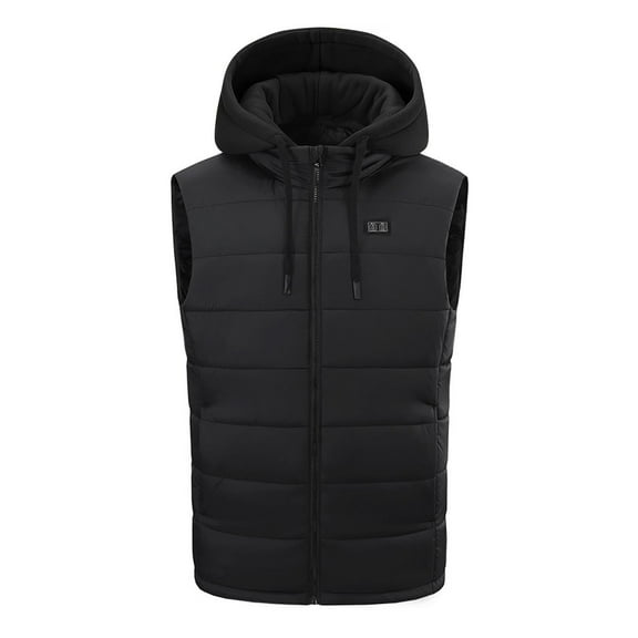 ZCFZJW Heated Vest for Men, Winter Hooded Heated Vests Outerwear for Men, Lightweight USB Electric Heated Clothing Vest with Dual Control 15 Heating Zones(Battery Pack Not Included) Black M
