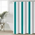 thumbnail image 2 of Small Stall Shower Curtain 36x78 Inch Narrow Half Size Teal Grey Striped Bath Curtains Bathroom Decor Geometric Vertical Stripes Minimalist Waterproof Fabric Shower Curtain Set with Hooks 36 Inch, 2 of 6