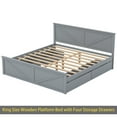 thumbnail image 3 of King Size Wooden Platform Bed with Four Storage Drawers and Support Legs, Gray, 3 of 12