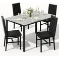thumbnail image 1 of AWQM Dining Table Set for 4, Marble Kitchen Table and Chairs Set with 4 Comfortable Button Tufted Dining Chairs for Kitchen Dining Room, Apartment, Breakfast Corner. Black/White, 1 of 6