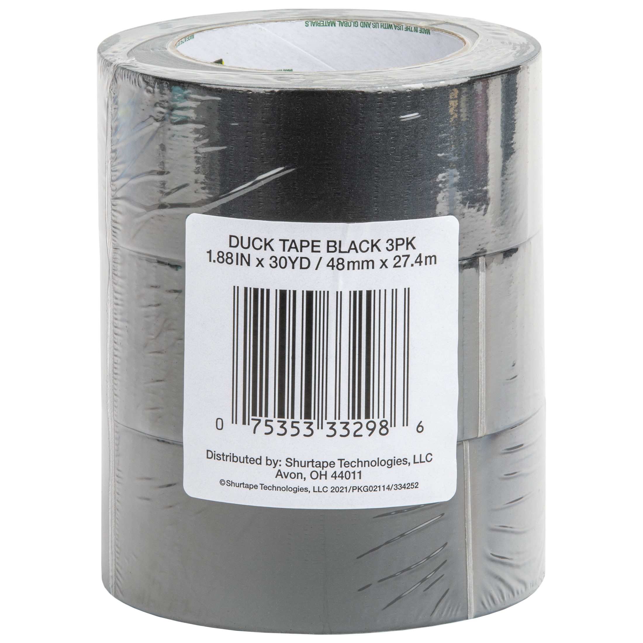 Color Duck Tape Brand Duct Tape, Black, 1.88 in. x 30 yd., 3 pack