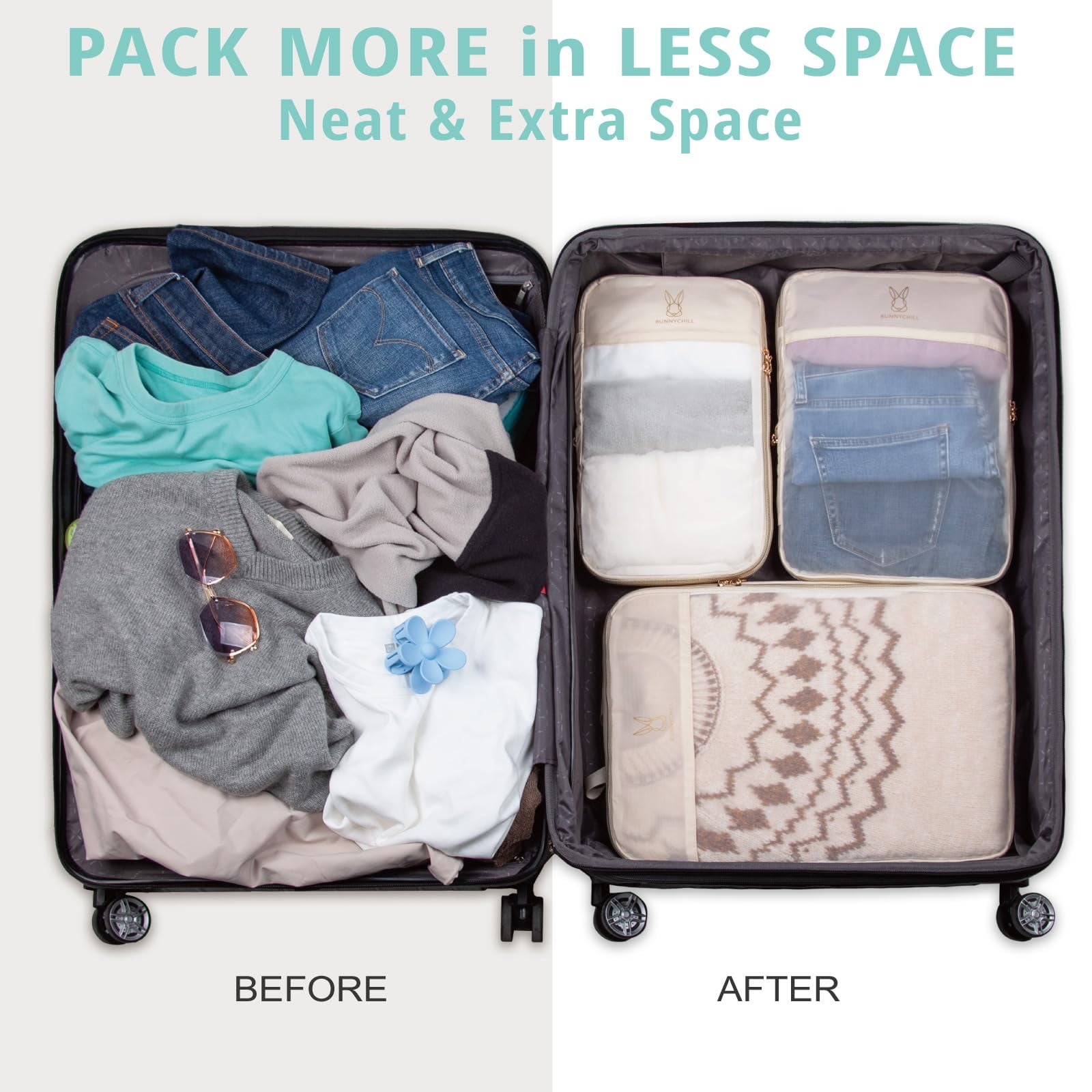 TRIPGEAR 6 Set Mesh Travel Packing Cubes, Lightweight Organizer Bags for Luggage Storage