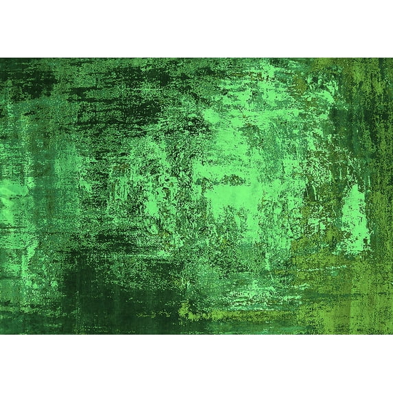 Ahgly Company Indoor Rectangle Oriental Green Industrial Area Rugs, 4' x 6'