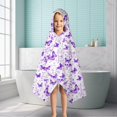 thumbnail image 6 of White Purple Butterfly Flower Pattern Hooded Bath Towel，50"x30" for Ages 3 To 12 Kids, Quick Dry Lightweight Soft Microfiber Hood Beach Towel Cover Up for Kids, 6 of 7