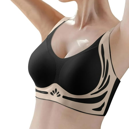 Qinxin Bralette for Women - Black Strapless Bra Women Bras Plus Size Wirefree Bralette Minimizer Bra Smoothing Full Coverage Bra Tank Top With Built In Bra Comfortable Bras for Women