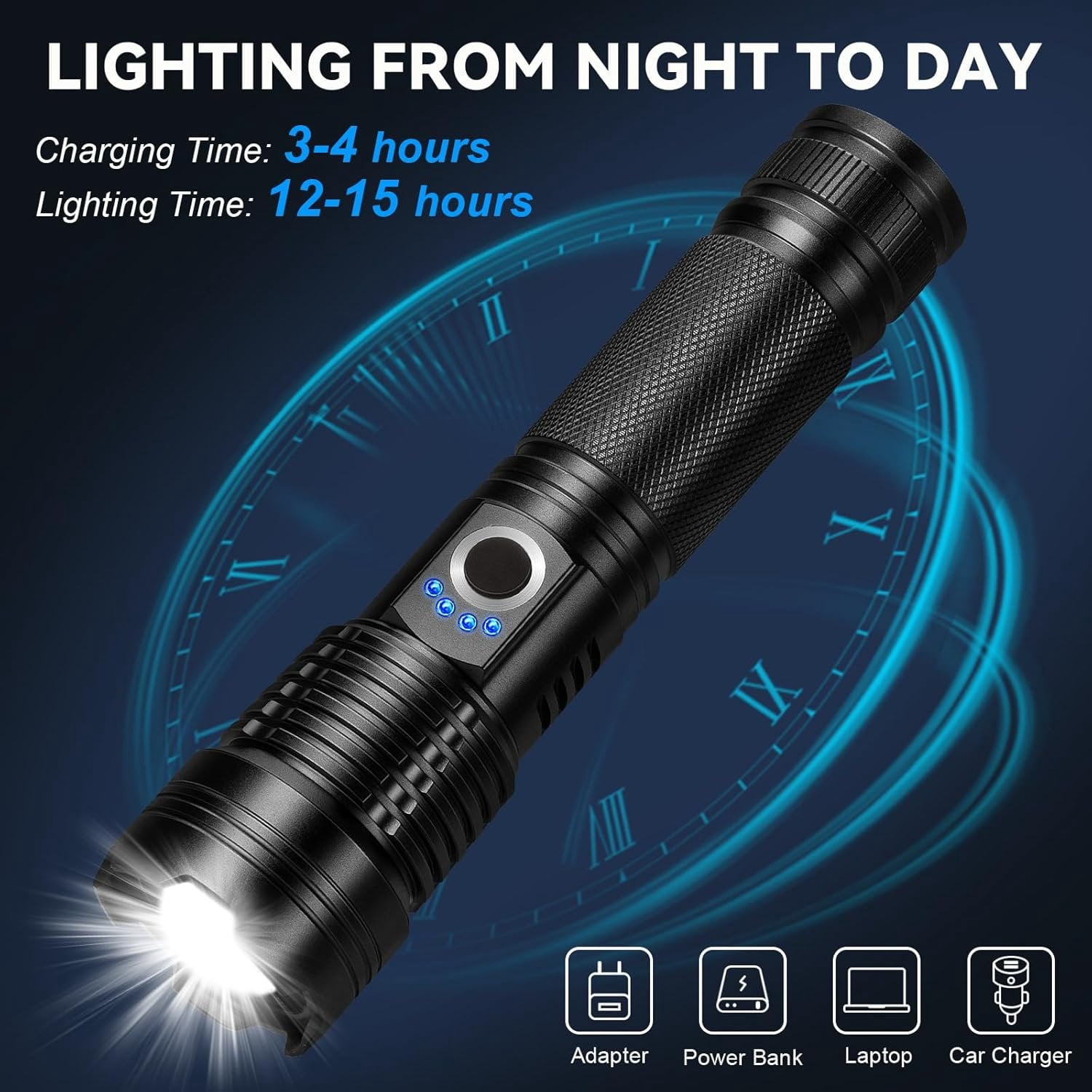 Rechargeable Flashlights High Lumens 3 Packs, 99,000 Lumens Super Bright LED Flash Light with 5 Modes Adjustable LED Flashlight, High  Flashlight for  Camping Outdoor