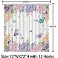 thumbnail image 3 of Spring Watercolor Butterfly Girl Shower Curtain 72x72 Inch Lavender Pink Floral Lilac Purple Blue Butterfies Cherry Blossom Bathroom Decor Polyester Waterproof Fabric with 12 Hooks, 3 of 5