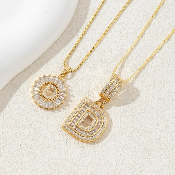 HomeKingdee 2 Pack Initial Letter Pendant Necklaces - Customizable Alphabet Pendant with Sparkling Stones, Adjustable 17-19 Inch Chain for Personalized Jewelry and Gift Giving