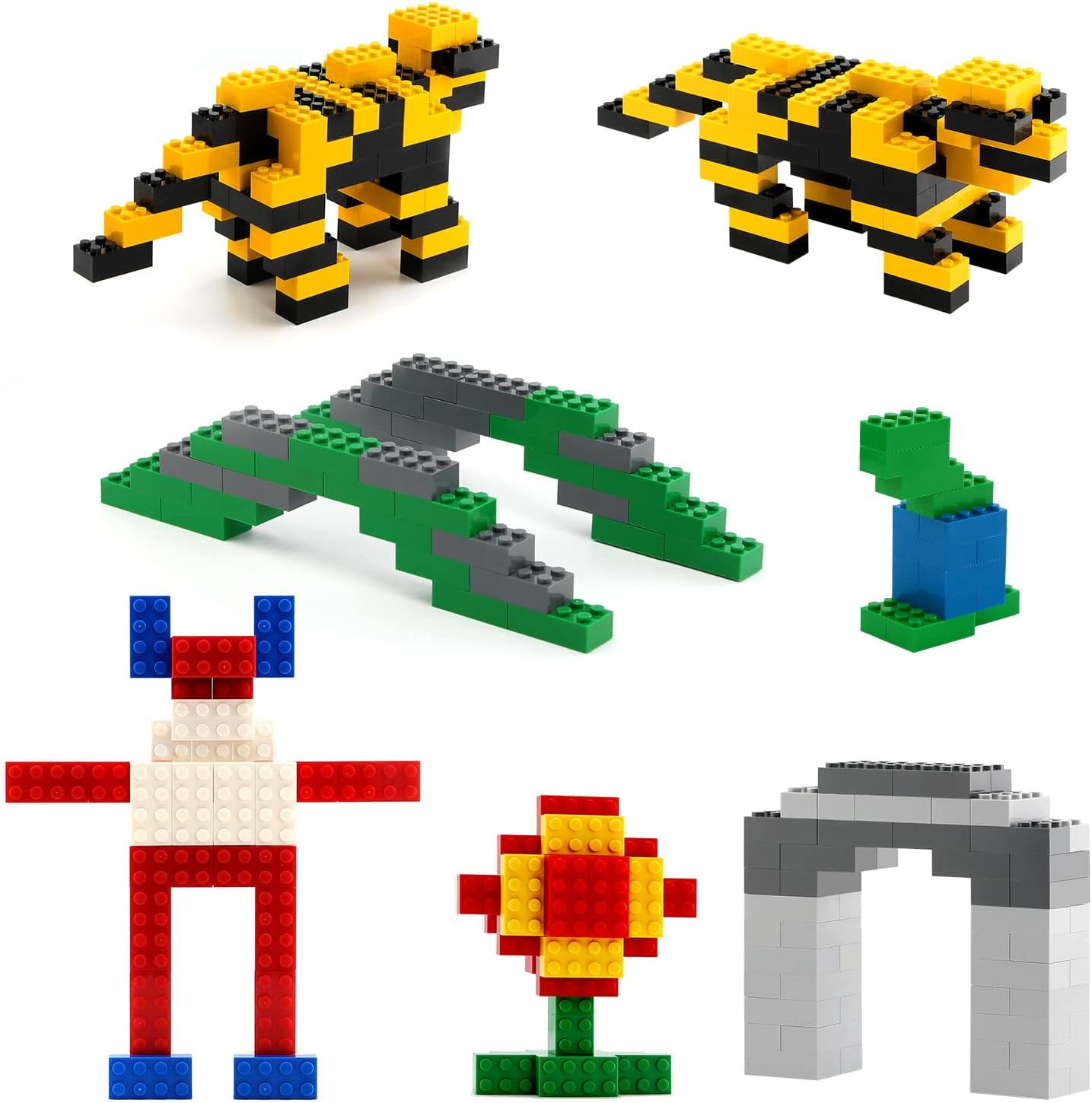 2x4 Bricks 320 Pieces Multicolored Basic Parts Building kit Creative Play Set Blocks Toy Accessories Compatible with 3001 Major Brands (8 Mixed Color)