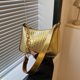 thumbnail image 5 of Bolso bandolera de piel sintética con cadena y estampado de cocodrilo estilo retro francés, nuevo, dorado, 5 of 5