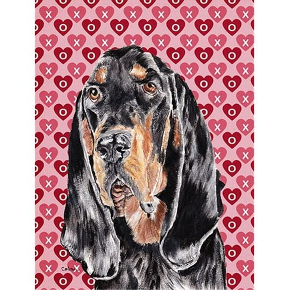 Coonhound Valentines Love Flag Canvas House Size