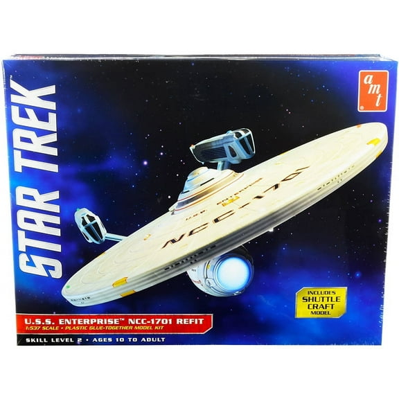 Skill 2 Model Kit U.S.S. Enterprise NCC-1701 Refit Starship "Star Trek" 1/537 Scale Model by AMT
