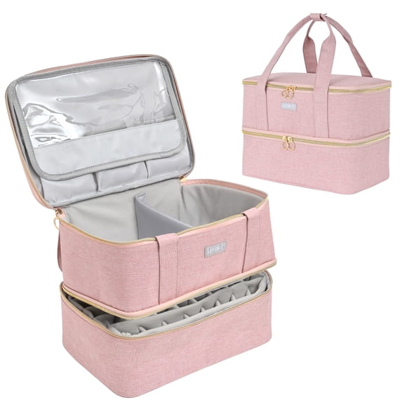 Organizador de esmaltes de uñas LEFOR·Z, bolsa de almacenamiento de doble capa
